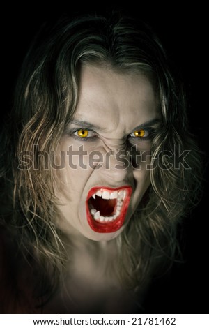 Young And Hungry Vampiress On Black Background Stock Photo 21781462 ...