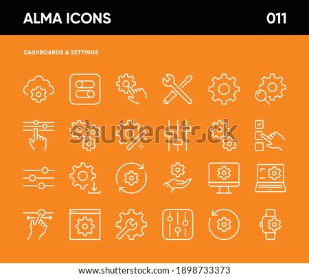 Simple Set of Setup and Settings Related Vector Line Icons. Contains such Icons as Cogwheel, Installation Wizard, Computer Settings, Restore Options, Setup Configuration and more. 64x64 Pixel Perfect.