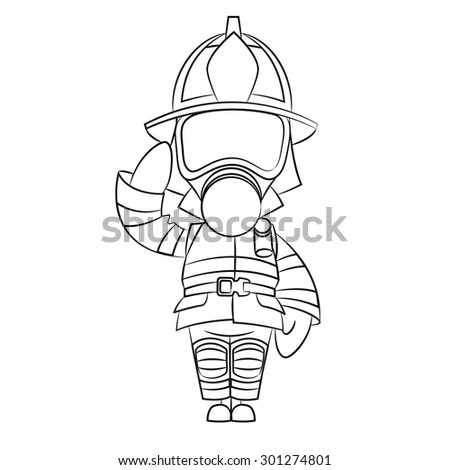 firefighter salutes. Vector illustration.
