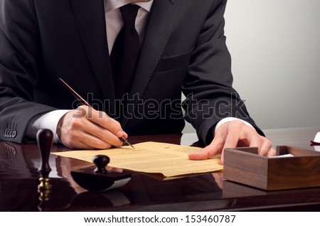Businessman notarize testament at notary public office