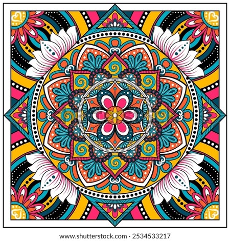 Mandala flower full color vector .