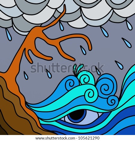 abstract background with trees in the storm