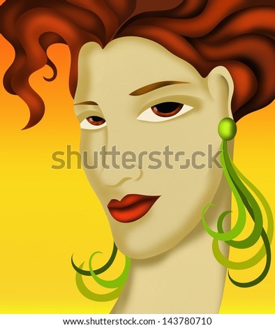 design with woman\'s face with earrings