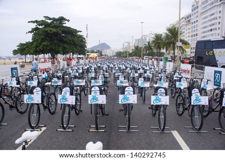 RIO DE JANEIRO - FEB 17: Parking of bicycles in Rio de Janeiro Cyclistic Ride WBT. Event World Bike Tour Rio de Janeiro on February 17, 2013 in Rio de Janeiro, Brazil.