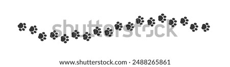 Paw print track trail border separator silhouette clipart