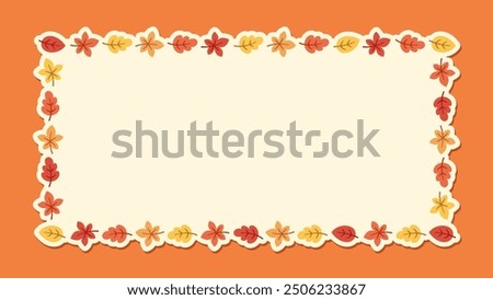 Rectangle autumn frame made of leaves. Modern vector illustration. Halloween, Thanksgiving fall border template.