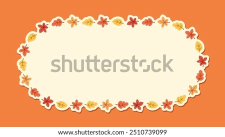 Autumn leaves frame. Wreath of fall leaves, Halloween, Thanksgiving border template. Vector illustration.