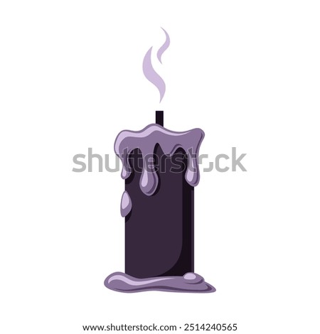 Spooky Unlit Extinguished Black Candle with Melting Wax, Gothic Halloween Graphics