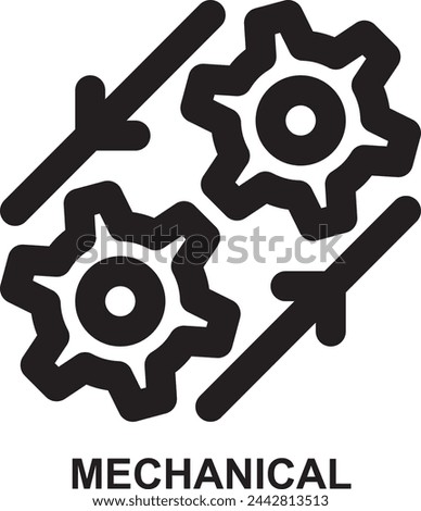 mechanical, engine, engineering, machine, gears, cogs expanded outline style icon for web mobile app presentation printing