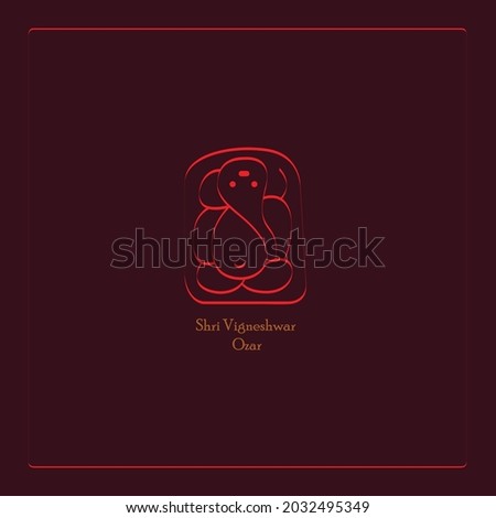 ashtavinayak ganpati line drawing vector illustration