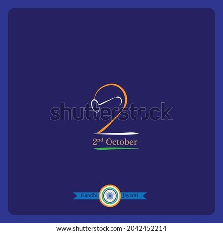 gandhi jayanti line drawing vector illustration with blue background