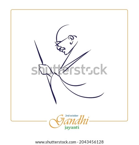 simple line drawing of mahatma gandhi