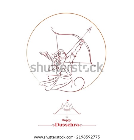 lord rama with bow and arrow line drawing illustration