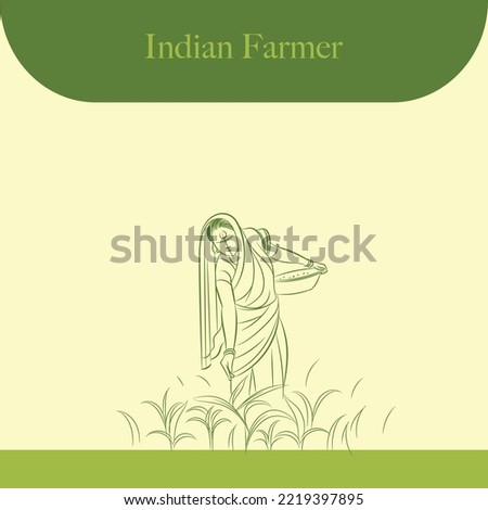 indian farmer line drawing vector illustrations