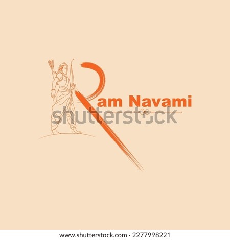 ram navami lord rama line drawing vector poster design