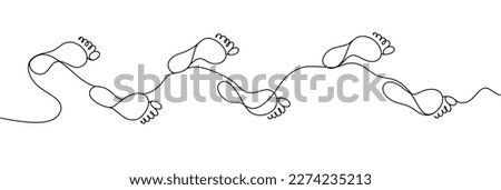 Human footprints. Steps. Physical activity of a person. One line drawing. Vector illustration