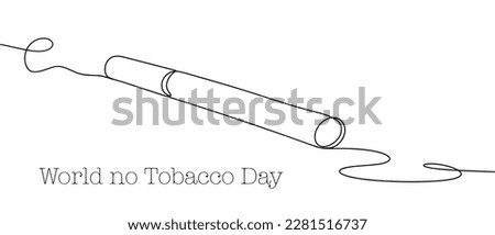 One cigarette drawn with a continuous line. Harm of smoking on the human body. For different types of use. World No-Tobacco Day. Vector illustration