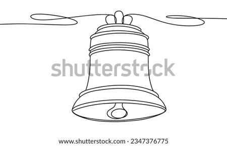 Veche bell. A special bell, the blows of which called the population of the city to a meeting. International Day of Democracy. One line drawing for different uses. Vector illustration.