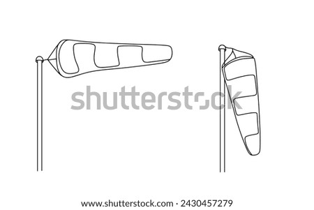 A windsock indicating the presence and absence of wind. Windy weather. A natural phenomenon. Weather icon. Vector. Images produced without the use of any form of AI software at any stage. 