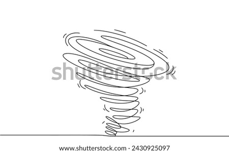 Tornado. Funnel-shaped atmospheric vortex. A natural phenomenon. Weather icon. Vector illustration. Images produced without the use of any form of AI software at any stage. 