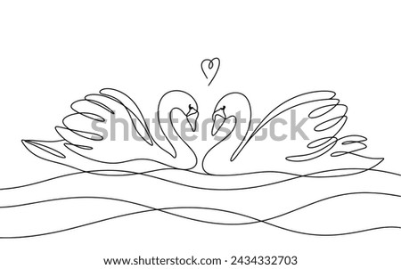 Similar – Image, Stock Photo Swans in love, forming heart, by the water.