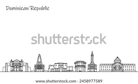 Unusual buildings and structures that can be seen on the streets of the Dominican Republic. Vector illustration for tourism use.