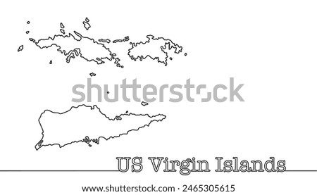 Hand-drawn map of the US Virgin Islands. A group of islands in the Caribbean Sea. Isolated vector on white background.