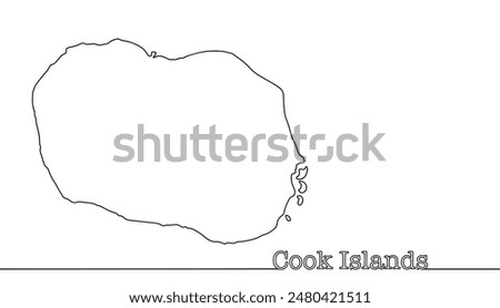 Hand drawn map of the Cook Islands. A self-governing territory in free association with New Zealand. Vector illustration.