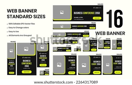 Business event creative web set banner template design for social media posts, vector eps 10 file, minimal banner design