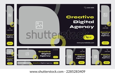 Creative digital agency set of web banner template design for social media posts, vertical banner, editable vectopr eps 10 file format