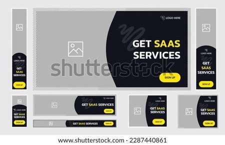 Set of saas services web banner template design for social media posts, fully editable vector eps 10 file format