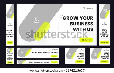 Business grow set of web banner template design for social media posts, minimal business web banner template design, fully editable vector eps 10 file format