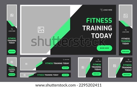 Fitness training set of web banner template design for social media posts, workout banner, fully editable vector eps 10 file format