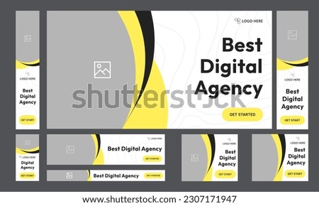 Digital agency set of web banner templte design for social media posts, startup banner design, fully editable vector eps 10 file format