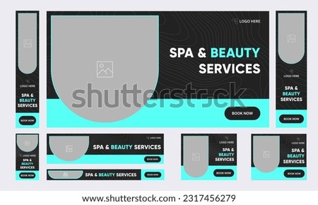 Set of Spa and meditation lifeslyle services web banner template design for social midea posts, fully customizable vector eps 10 file format