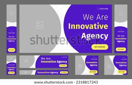 Set of innovative agency web banner template design for social media posts, digital agency web banner template, customizable vector eps 10 file format