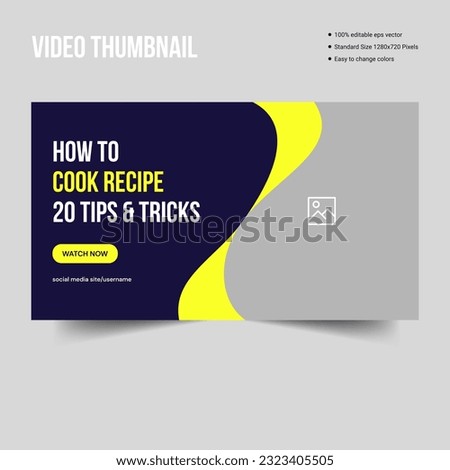 Trendy food recipe youtube thumbnail design, fully customizable vector eps file format