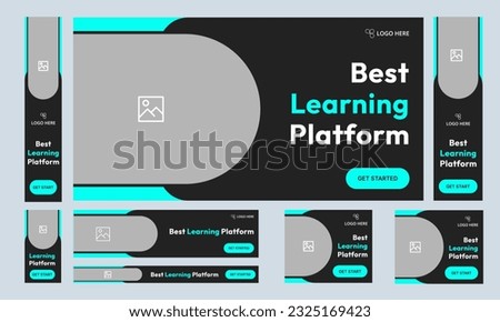 Set of learning platform web banner template design for social media posts, fully editable vector eps 10 file format banner design