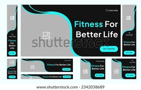 Set of fitness gym social media post banner template collection. Gym, workout, fitness, sport social media post banner set, fully editable vector eps 10 file format