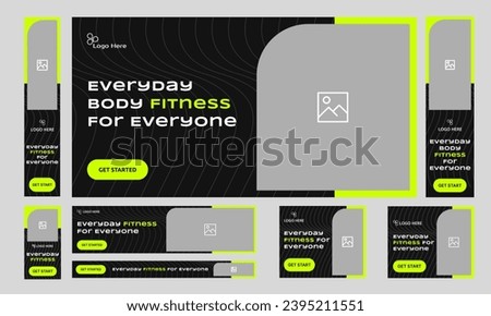 Customizable vector minimal fitness web set banner design for social media post, body building training banner design, fully editable vector eps 10 file format