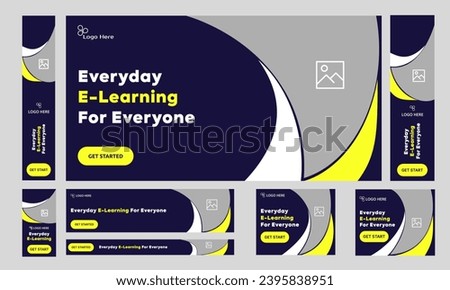 Creative education multipurpose web set banner design for social media post, learning platform web banner, customizable vector eps 10 file format