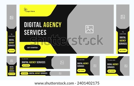 Customizable vector digital agency web bundle banner design, social media banner, multipurpose web set banner design, editable vector eps 10 file format