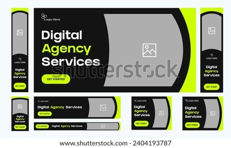 Digital agency web bundle banner design for social media post, business services web set banner design, fully editable vector eps 10 file format