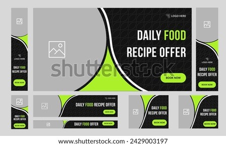 Delicious food banner template set for social media posts, completely editable vector eps 10 file format web banner template, restaurant food menu web banner template