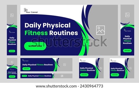 Body fitness web bundle banner design, completely editable vector EPS 10 file format, web set banner design for social media post