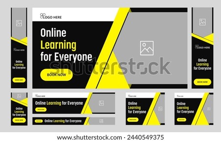 Best online platform web set banner design for social media post, fully editable vector eps web bundle banner design, vector eps 10 file format web learning banner design