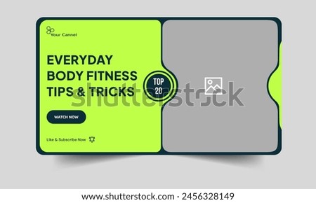 Top tips and tricks body fitness thumbnail banner design, unique workout and yoga training techniques cover banner design, fully editable vector eps 10 file format