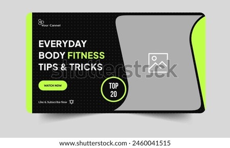 Fully editable vector thumbnail design, body fitness and yoga training tips and tricks video cover banner design, fitness gym class techniques video thumbnail design