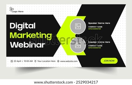 Webinar banner template design, digital marketing webinar banner design, daily marketing conference banner, fully editable vector eps 10 file format