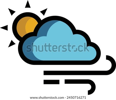 Sunny Cloudy Windy Weather Flat Icon